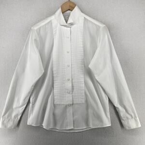 NEIL ALLYN Top Womens 8 Tuxedo Shirt Wingtip Collar Button Up Cotton Blend White